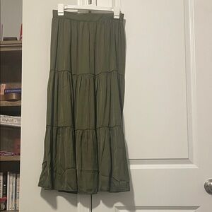 Fun 2 Fun Dark Green Tiered Maxi Skirt